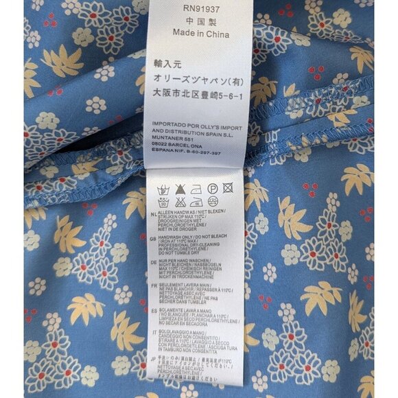 Oilily Silk Summer Floral 1940's Style Dress Size 42 US 12 Blue - Picture 14 of 15